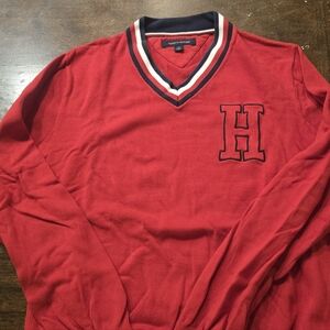 Tommy Hilfiger Bold Red V-Neck Sweater
